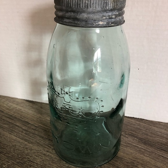 Vtg Teal Crown Preserves Jar - Picture 8 of 11